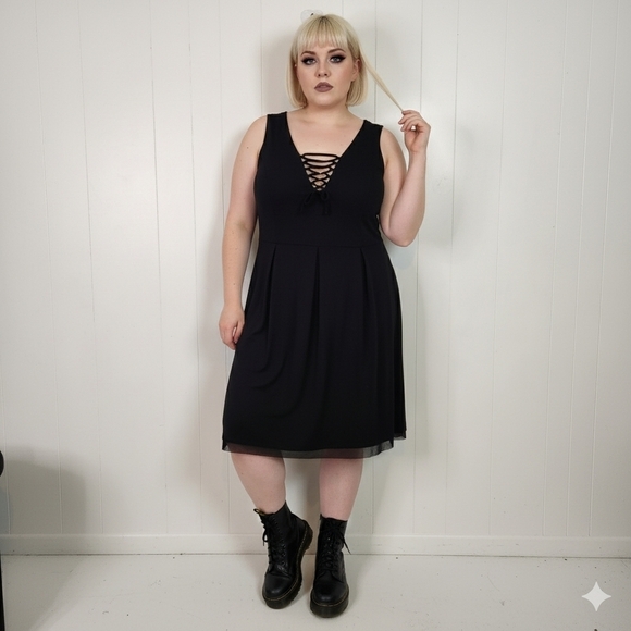 Love & Legend Dresses & Skirts - Love & Legend Black Goth Plus Size 22 Dress Lace Up Sleeveless Whimsigoth Grunge